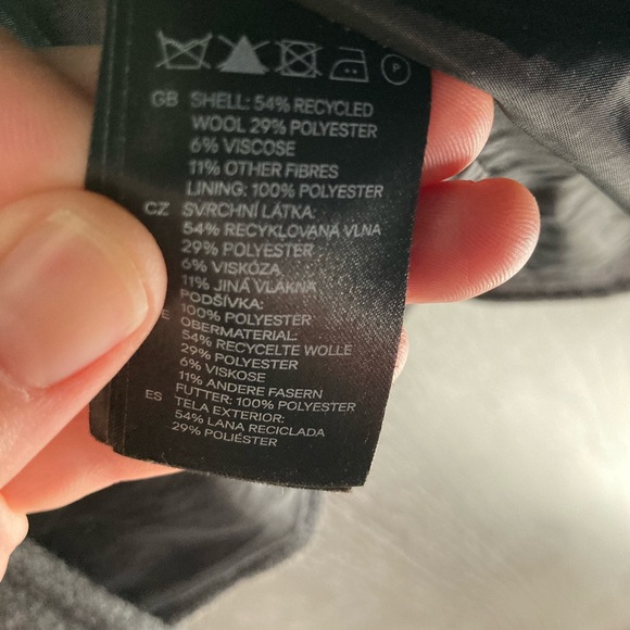 Heavy H&M winter peacoat, lined, charcoal. size Small/Medium. grey coat - Picture 11 of 13